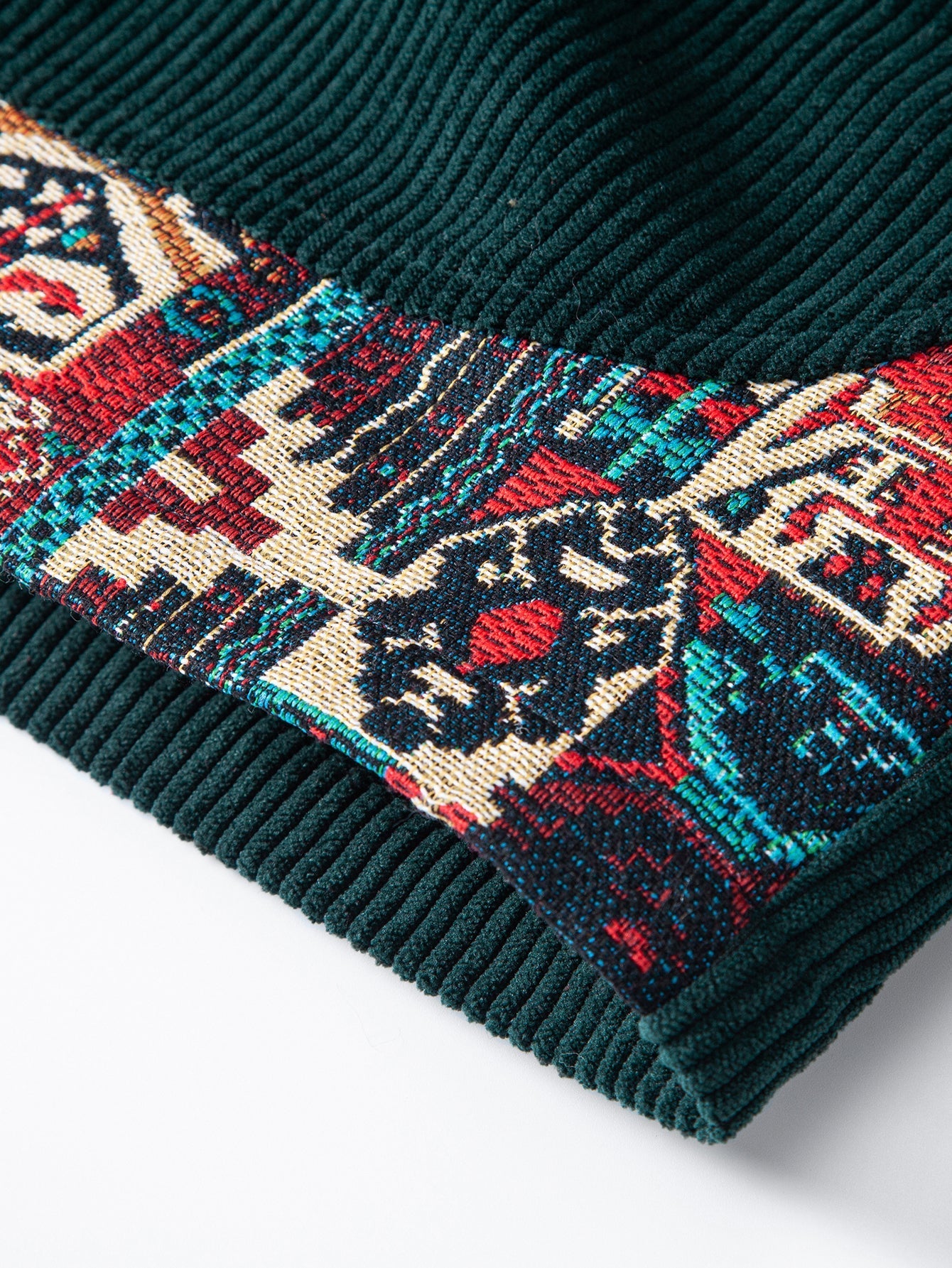 Geometric Ethnic Jacquard Patchwork Corduroy Shorts