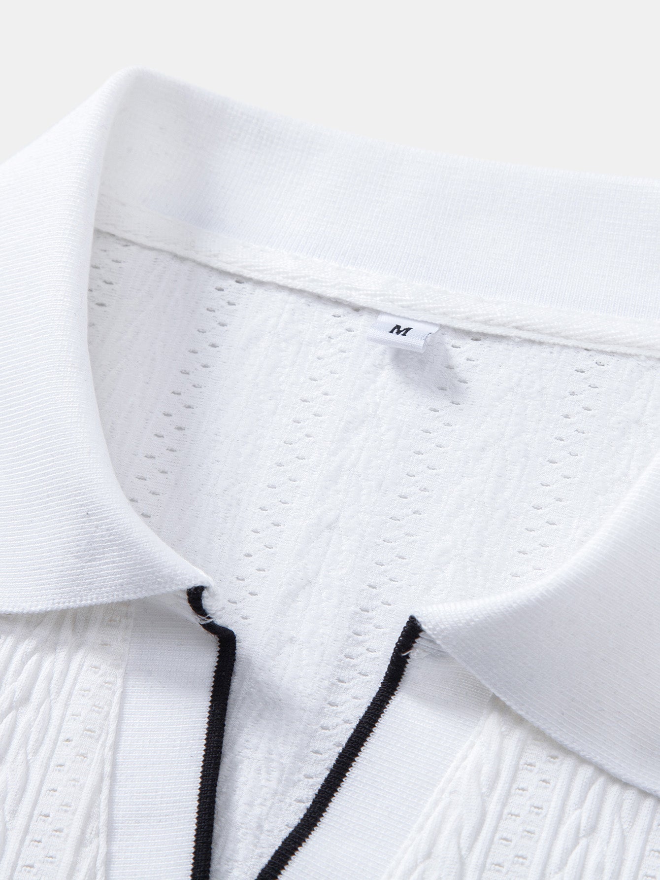 Geometric Jacquard Polo with Johnny Collar & Slim Fit Tapered Pants