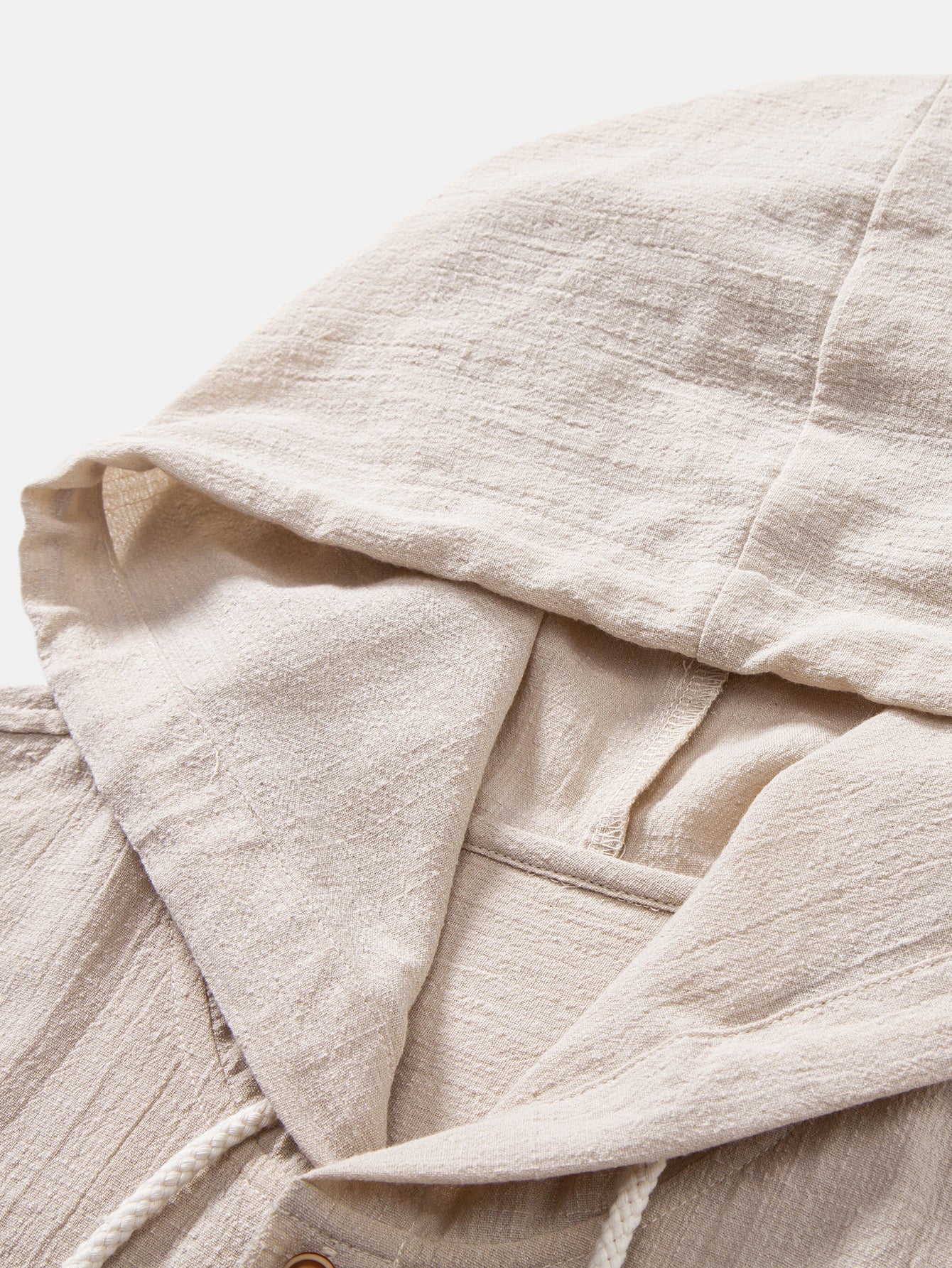Textured Hooded Shirt with Linen Appearance