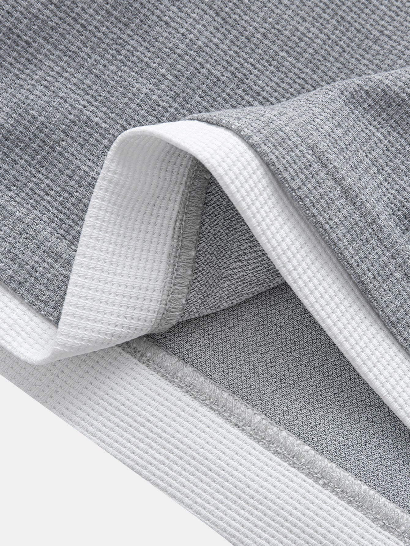 Two-Tone Button-Up Waffle Knit Hooded Tee