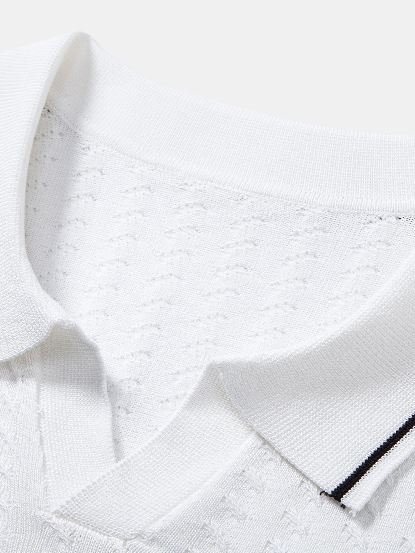 Textured Knit Polo with Contrast Trim and Johnny Collar