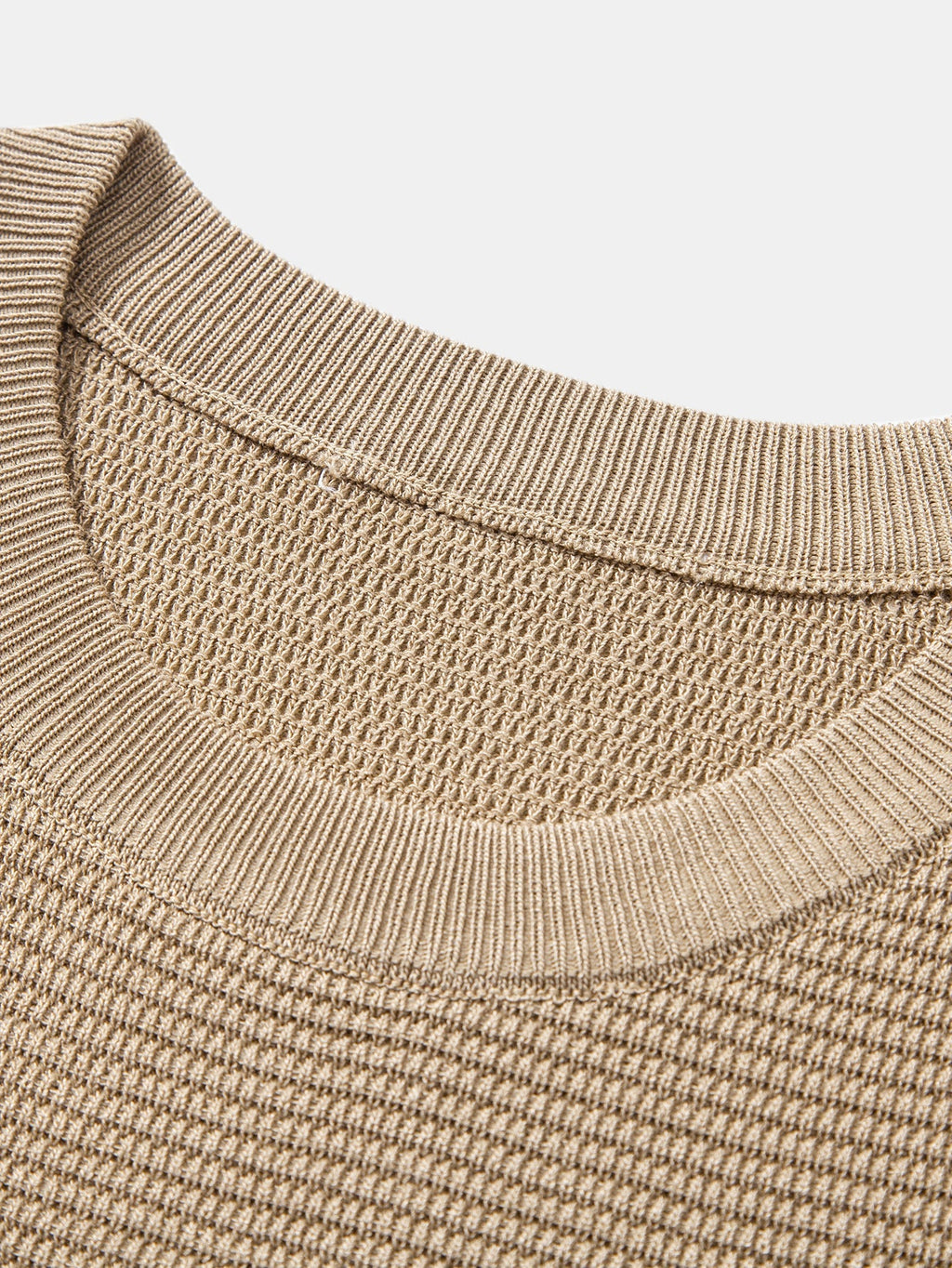 Ribbed Knit T-Shirt with Contrast Stripe Trim