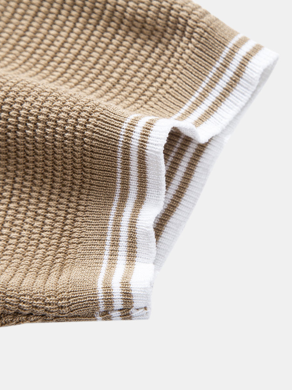 Ribbed Knit T-Shirt with Contrast Stripe Trim