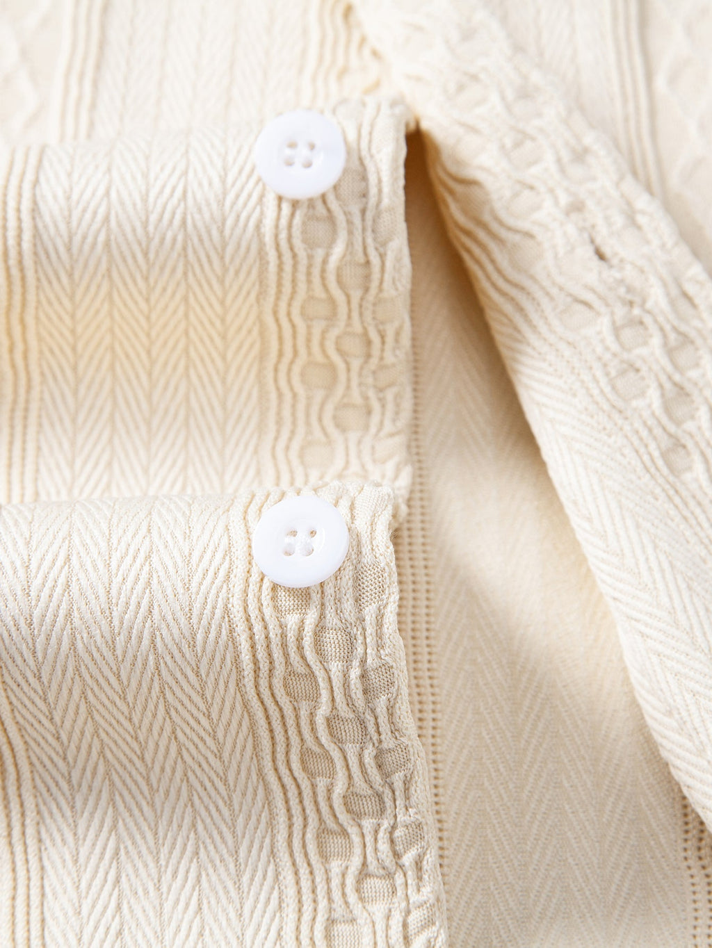 Geometric Jacquard Button-Up Shirt with Crinkle Textured Straight-Leg Pants