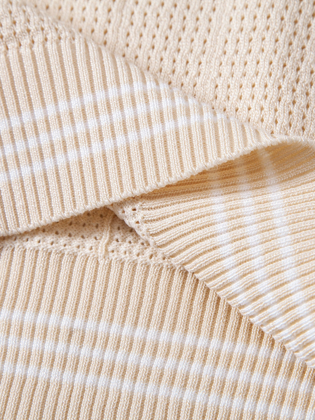 Open Knit Polo with Contrast Johnny Collar