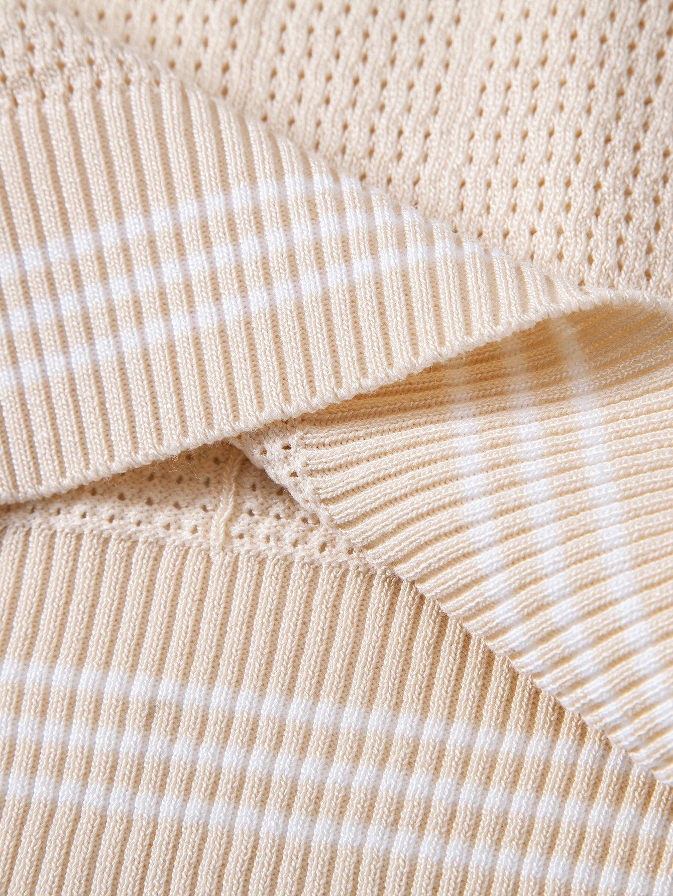 Open Knit Polo with Contrast Johnny Collar