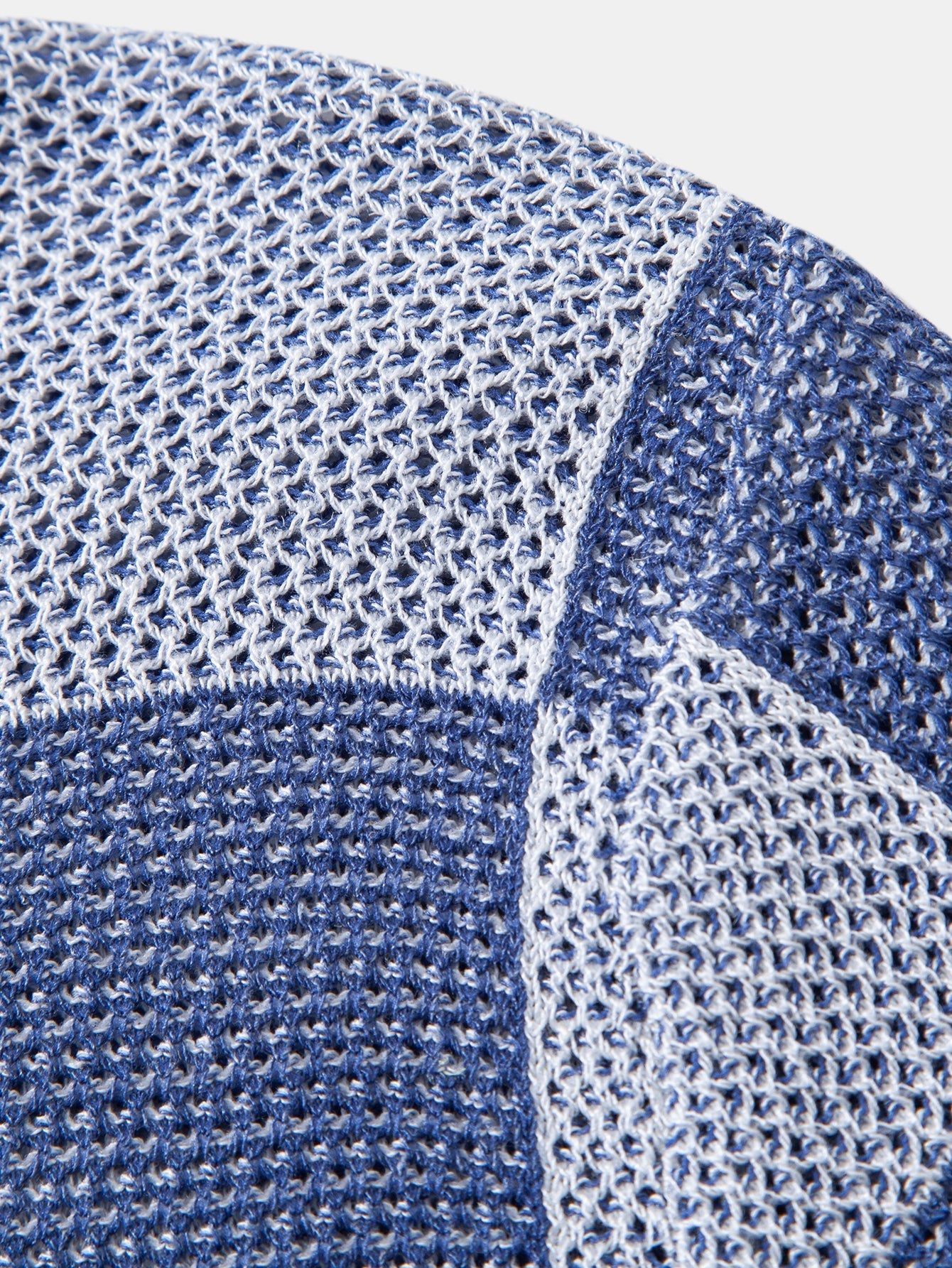 Crocheted Zipper Knit Polo with Checkerboard Design