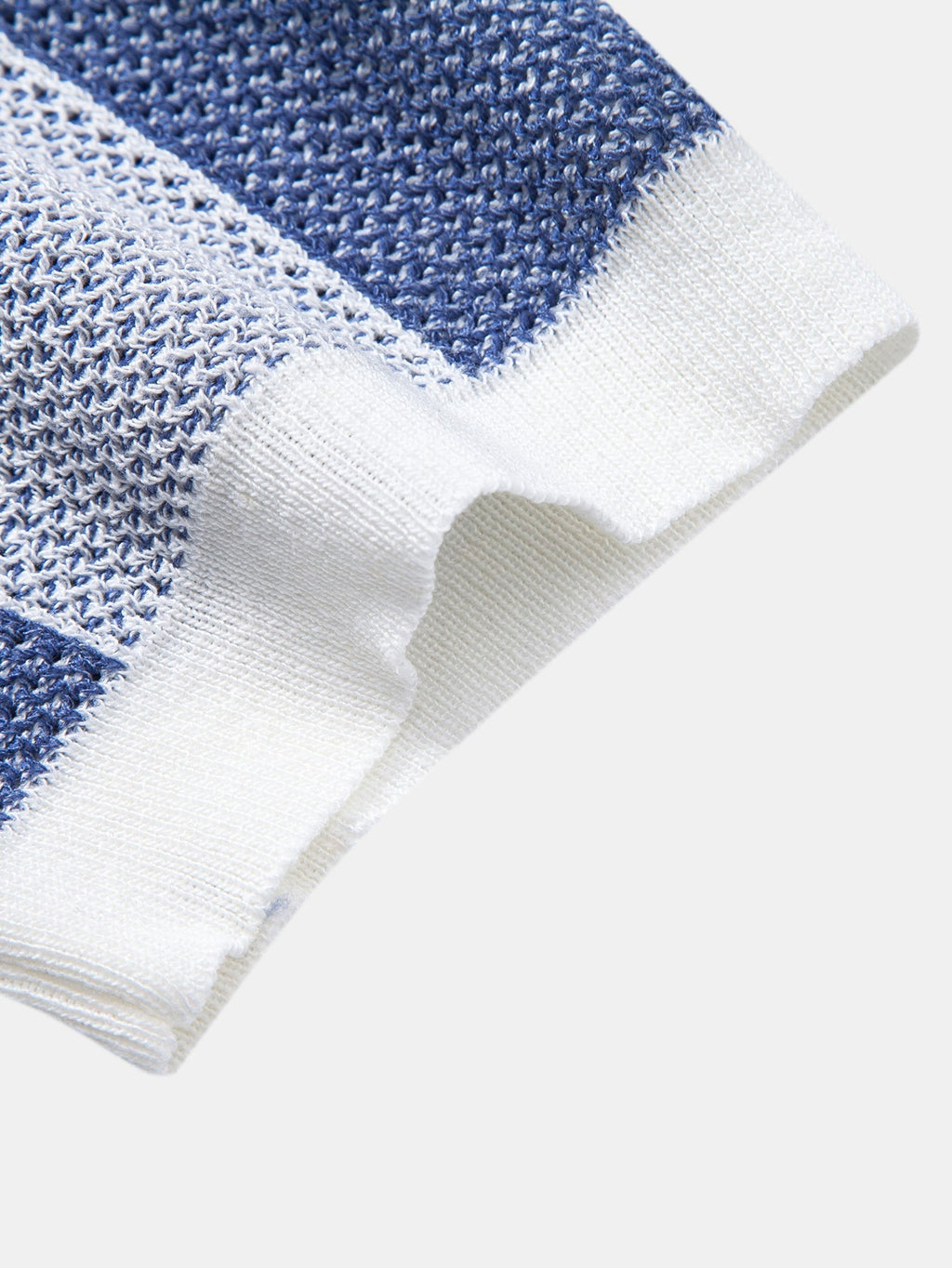 Crocheted Zipper Knit Polo with Checkerboard Design
