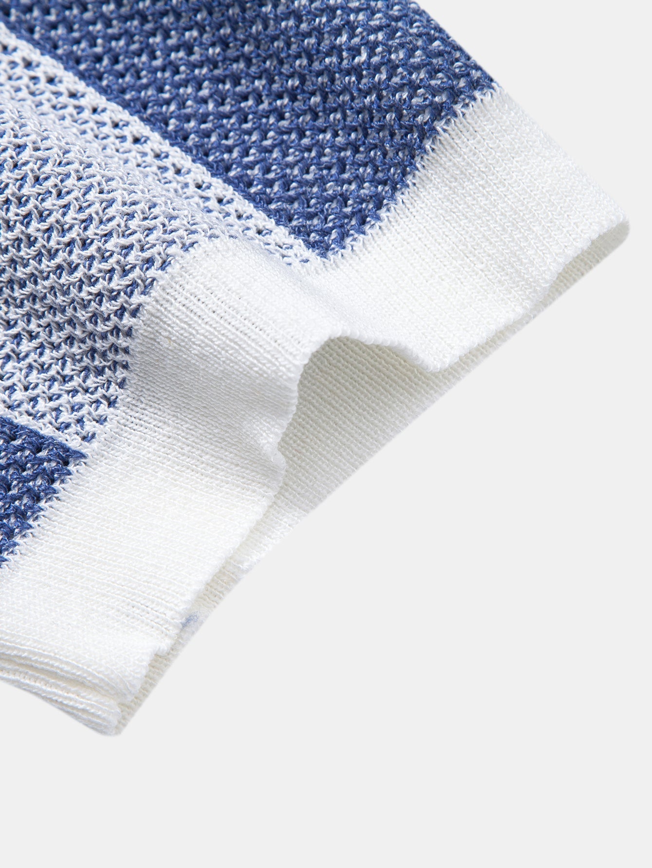 Crocheted Zipper Knit Polo with Checkerboard Design