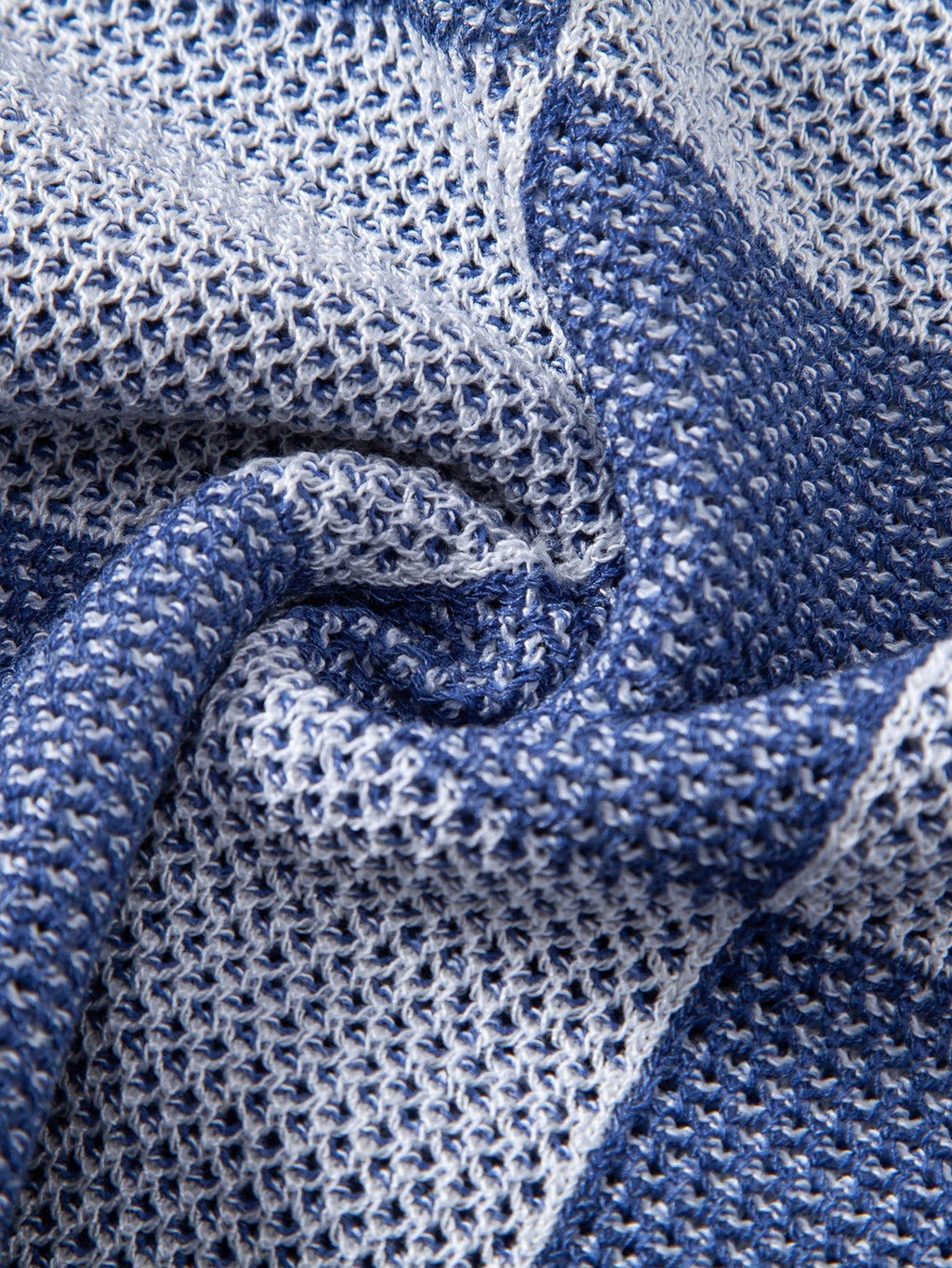 Crocheted Zipper Knit Polo with Checkerboard Design