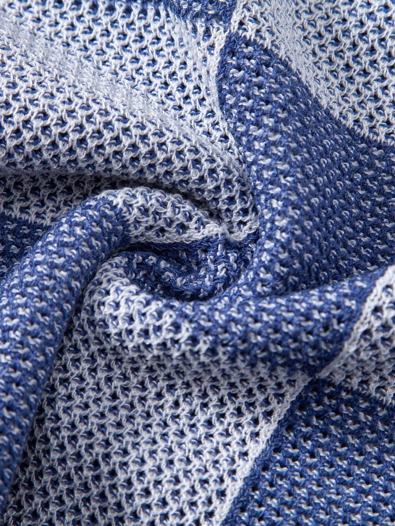 Crocheted Zipper Knit Polo with Checkerboard Design