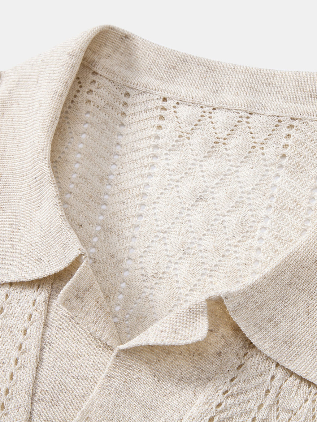 Open Knit Polo with Geometric Design