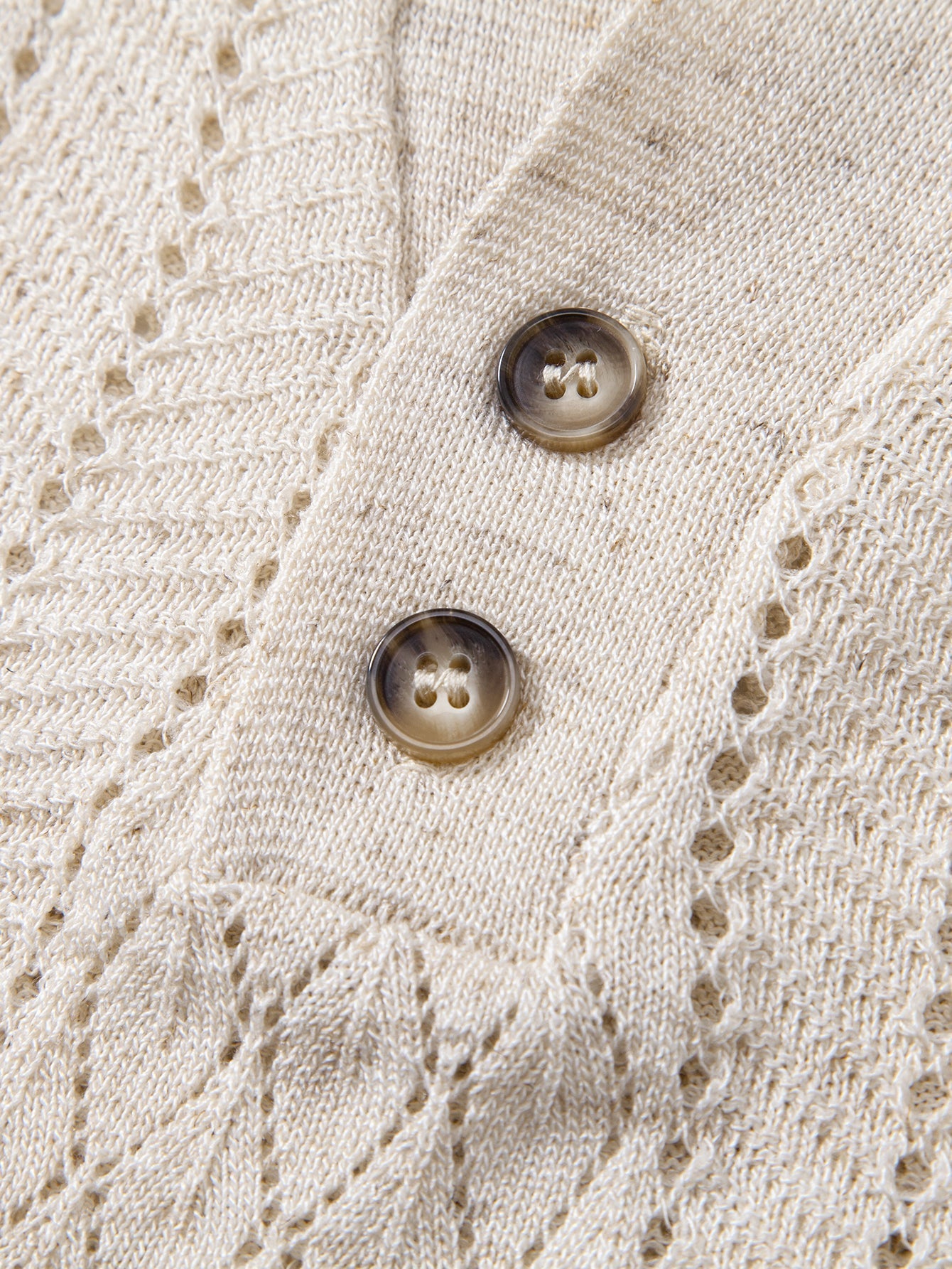 Open Knit Polo with Geometric Design