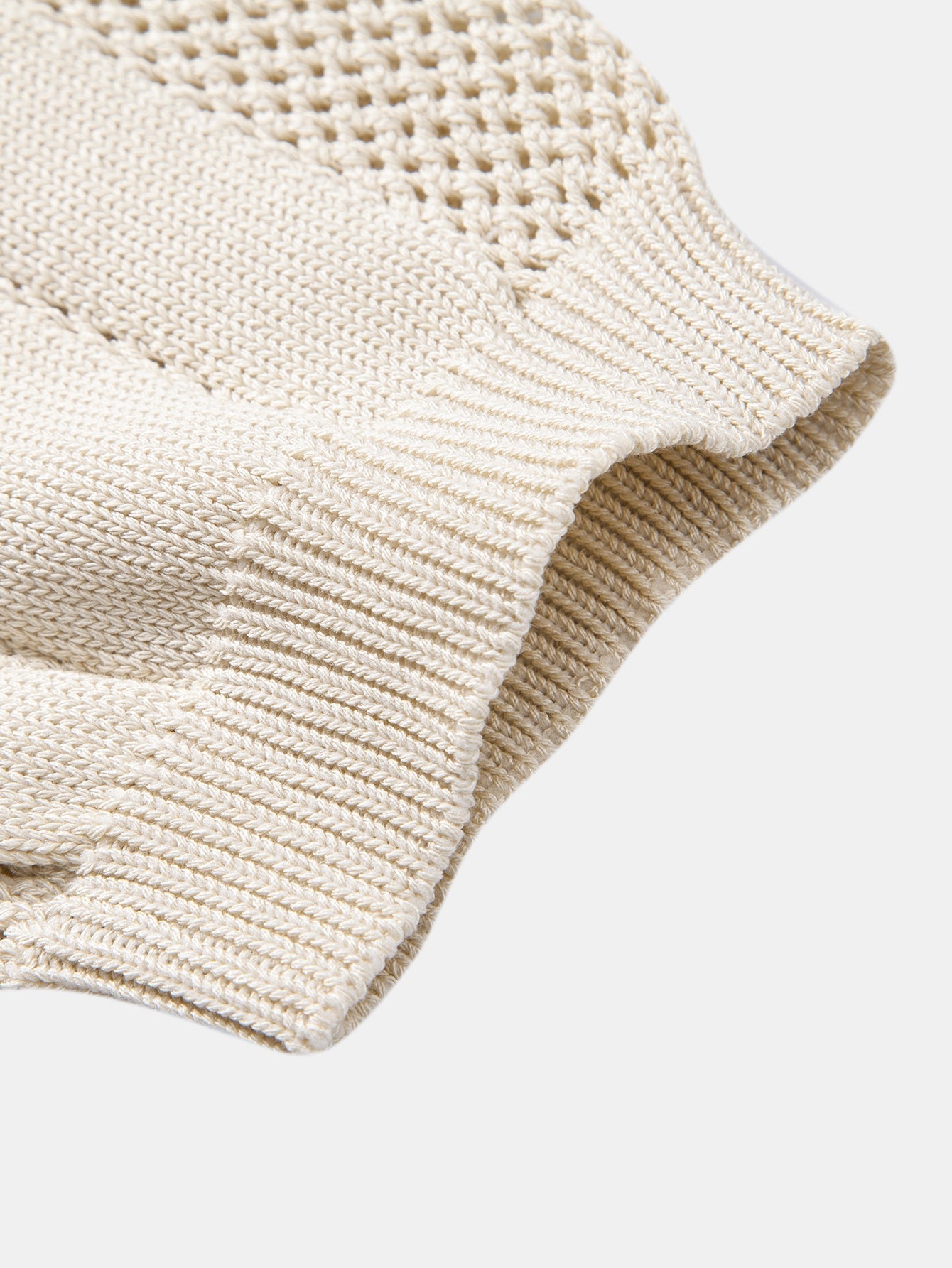 Johnny Collar Striped Knit Polo with Open Weave
