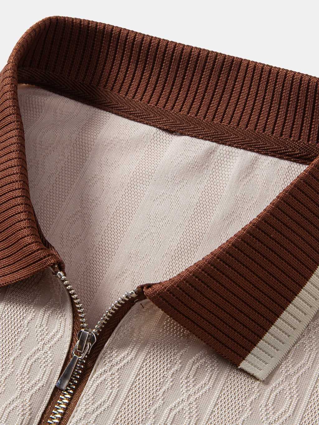 Textured Knit Polo with Contrast Trim & Slim Fit Tapered Trousers