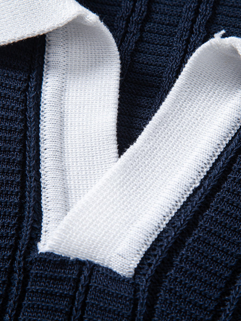 Textured Contrast Johnny Collar Knit Polo with Drawstring Waffle Knit Pants