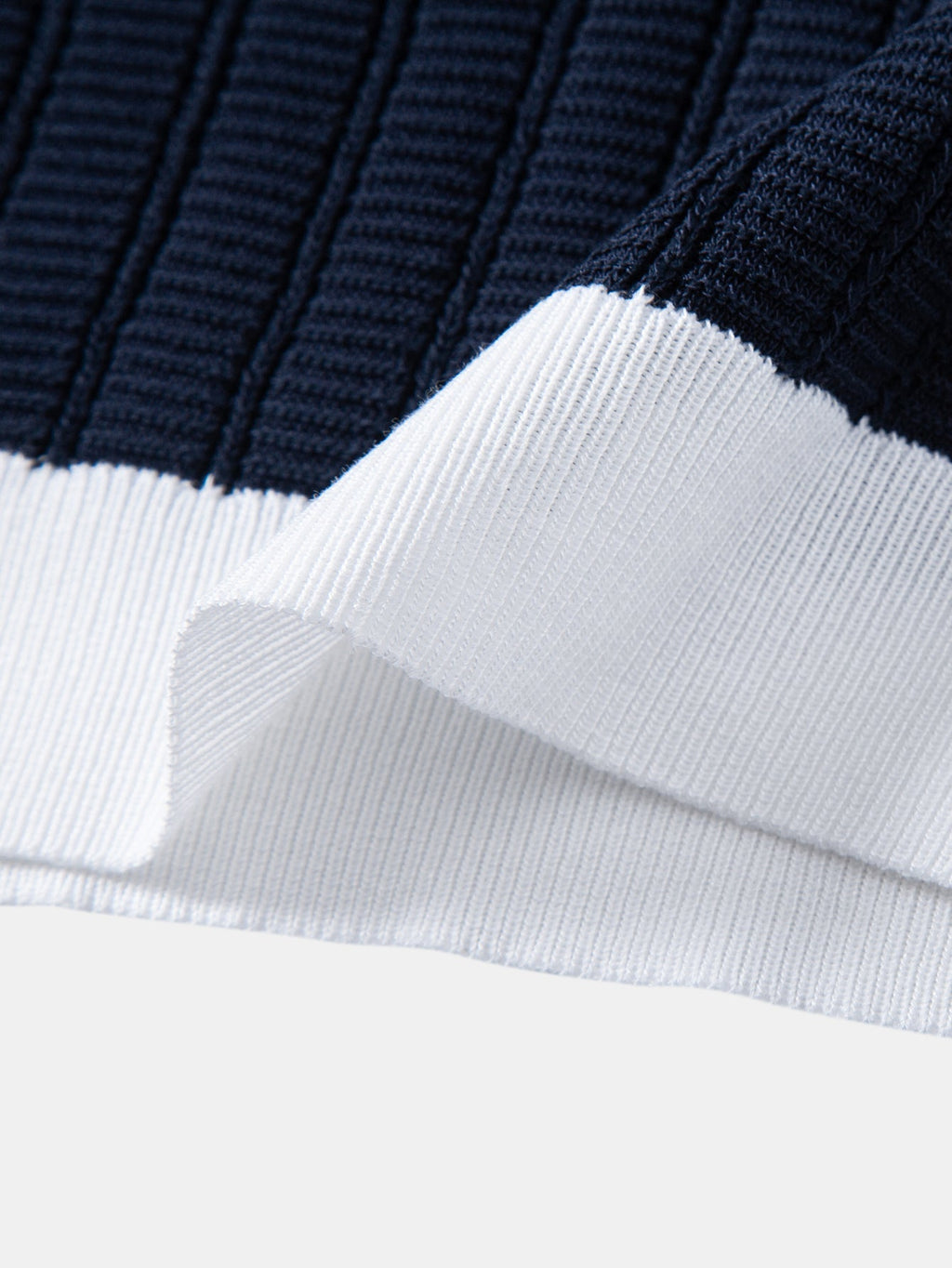 Textured Contrast Johnny Collar Knit Polo with Drawstring Waffle Knit Pants