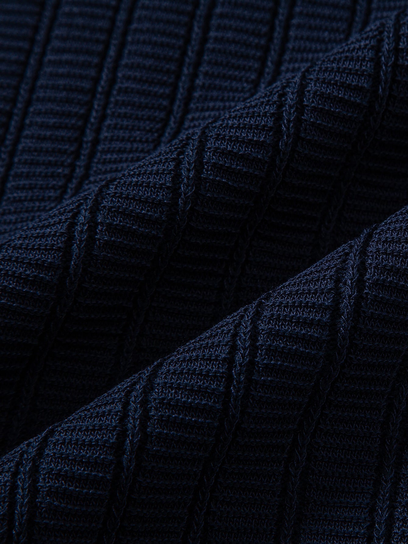 Textured Contrast Johnny Collar Knit Polo with Drawstring Waffle Knit Pants
