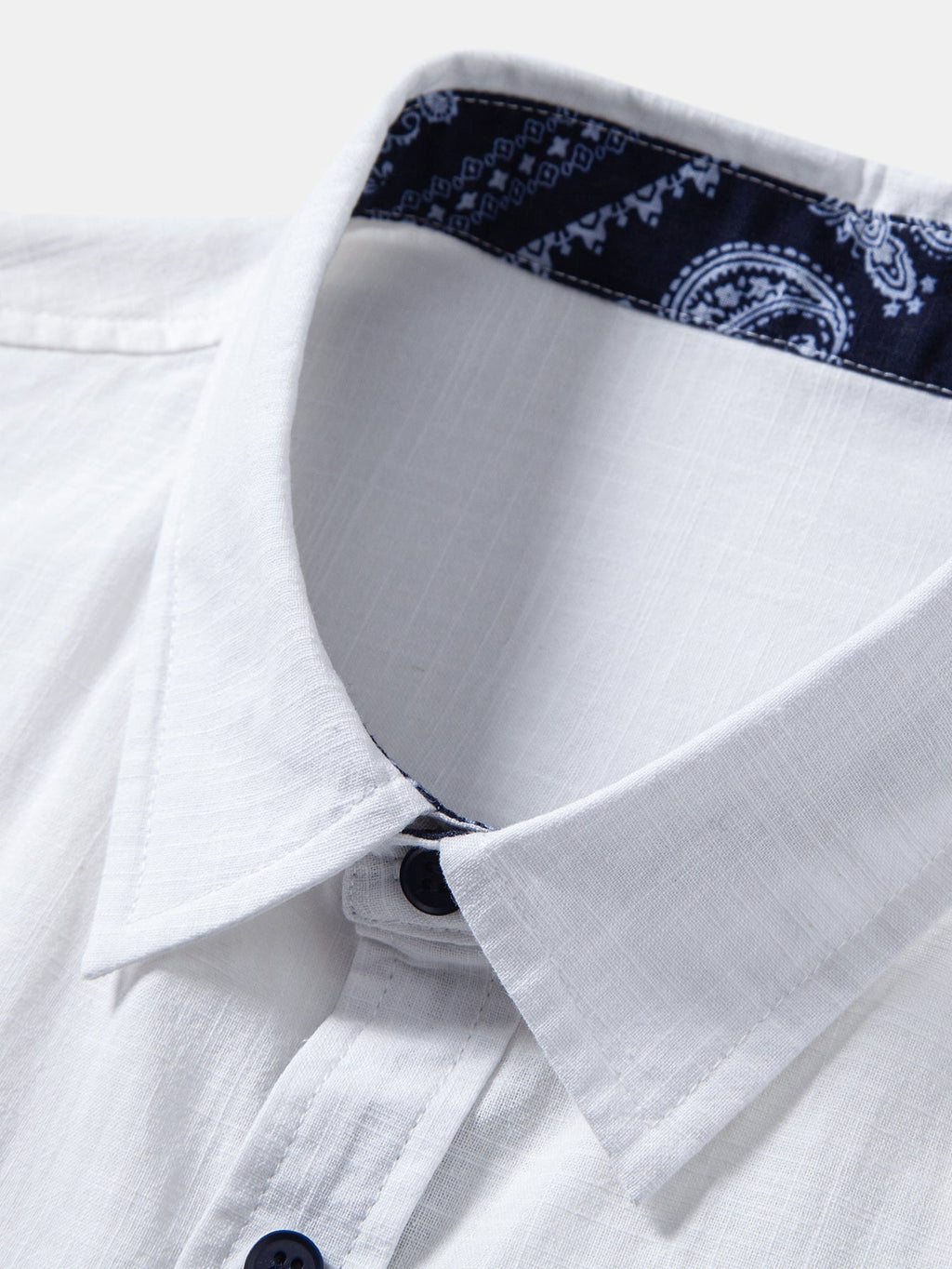 Paisley Print Contrast Linen Shirt & Straight-Leg Linen Trousers