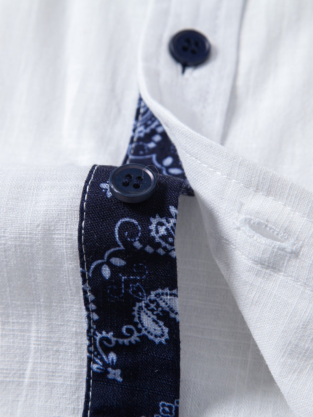 Paisley Print Contrast Linen Shirt & Straight-Leg Linen Trousers