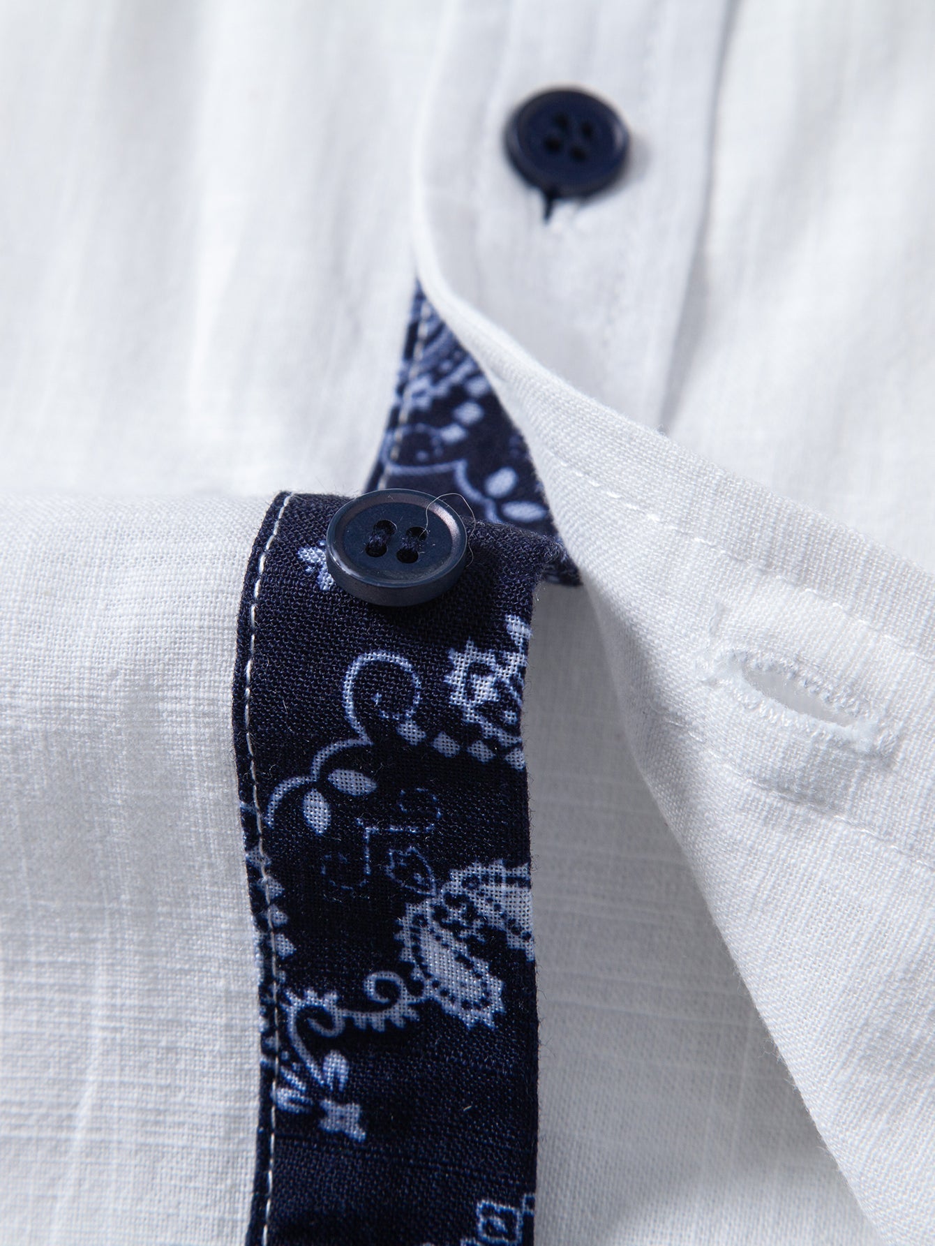 Paisley Print Contrast Linen Shirt & Straight-Leg Linen Trousers
