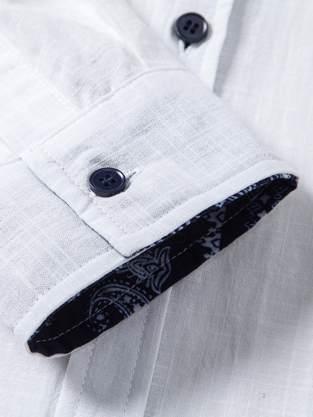 Paisley Print Contrast Linen Shirt & Straight-Leg Linen Trousers