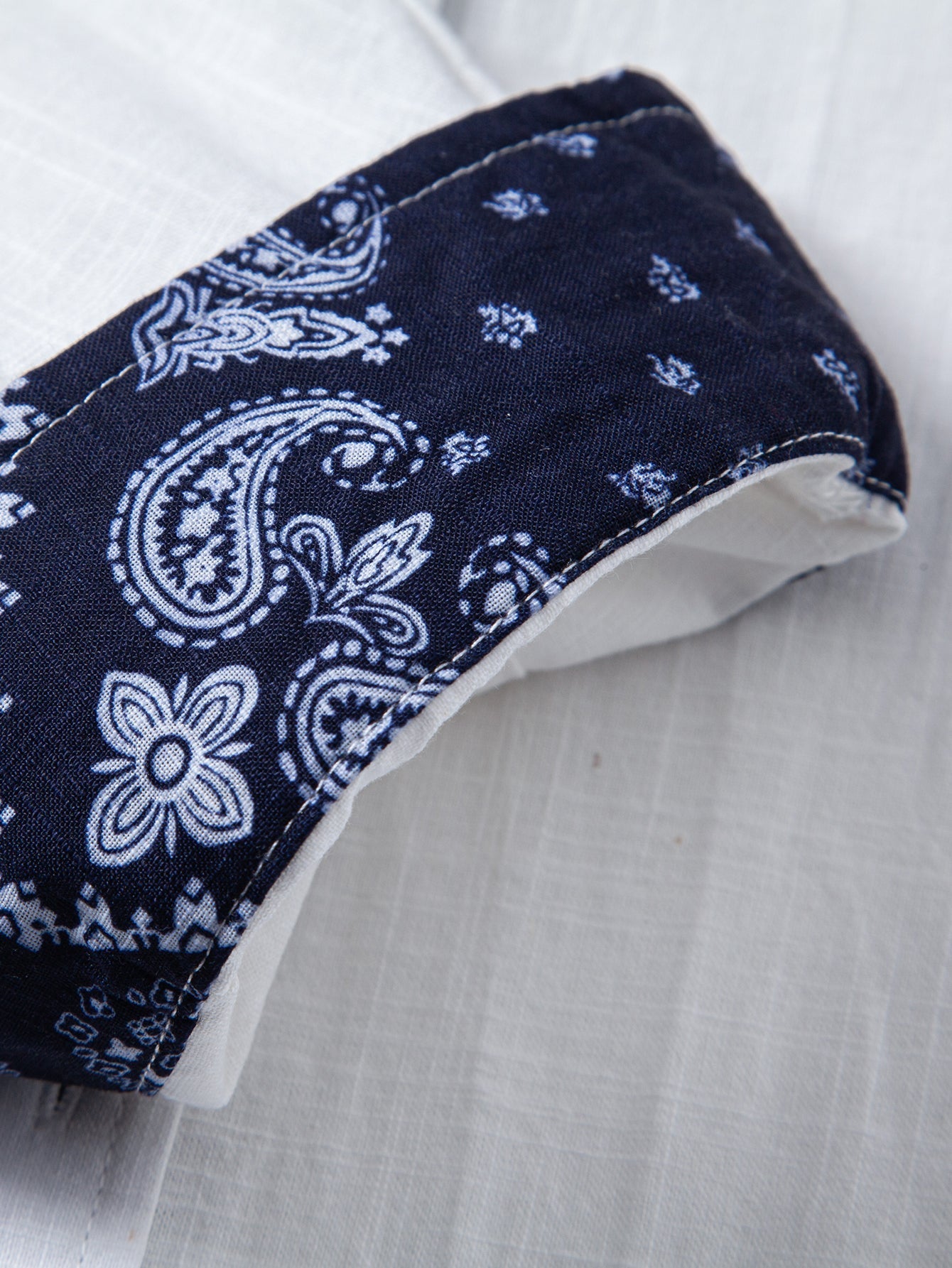 Paisley Print Contrast Linen Shirt & Straight-Leg Linen Trousers