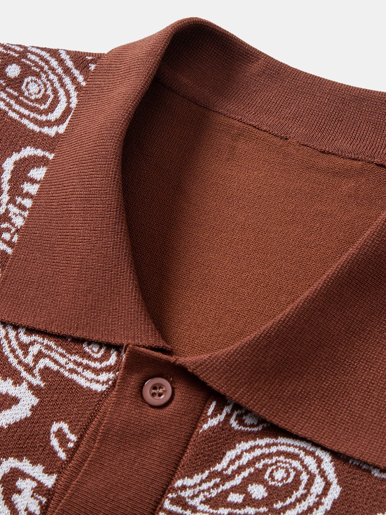 Paisley Knit Button-Up Shirt and Matching Knit Shorts