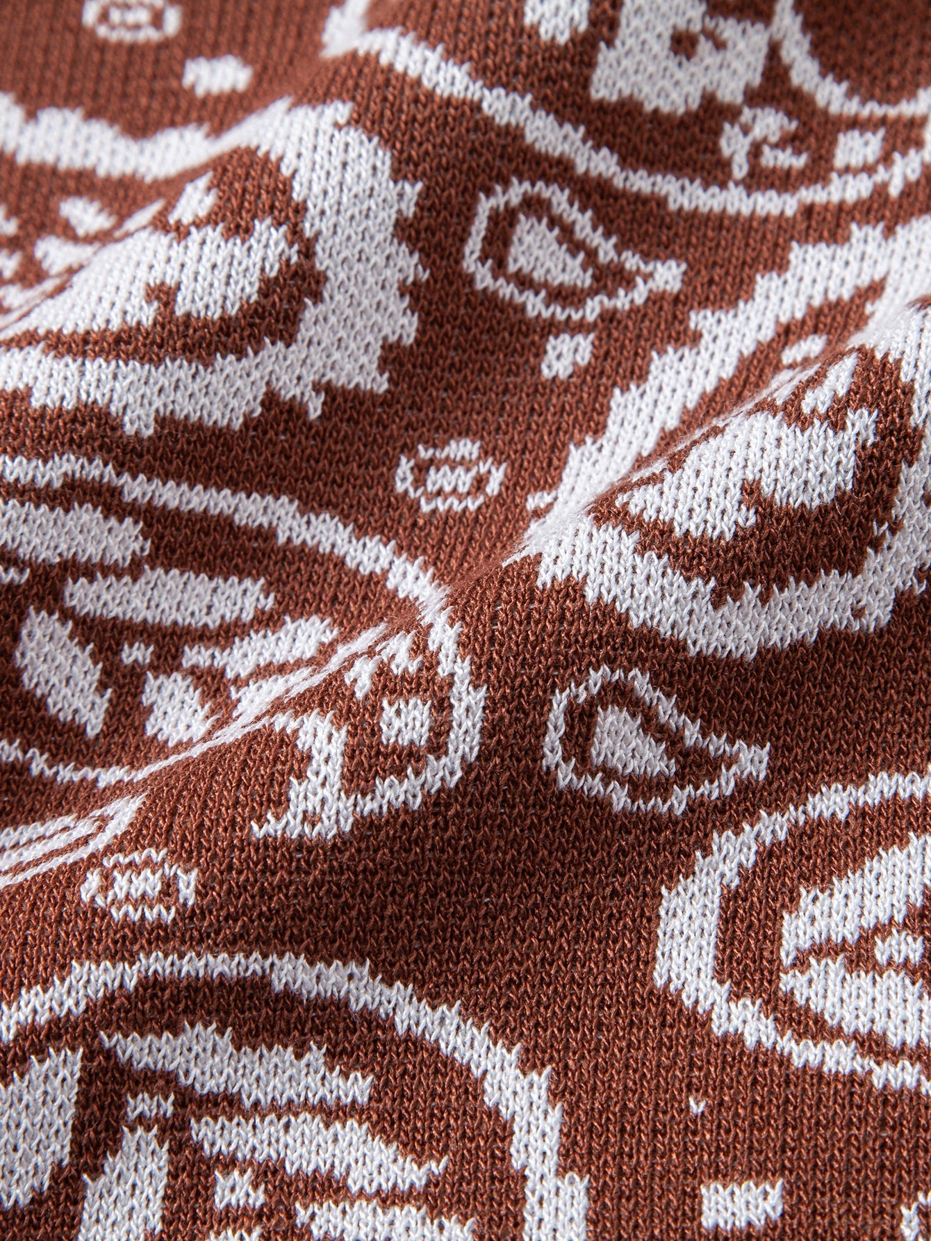 Paisley Knit Button-Up Shirt and Matching Knit Shorts