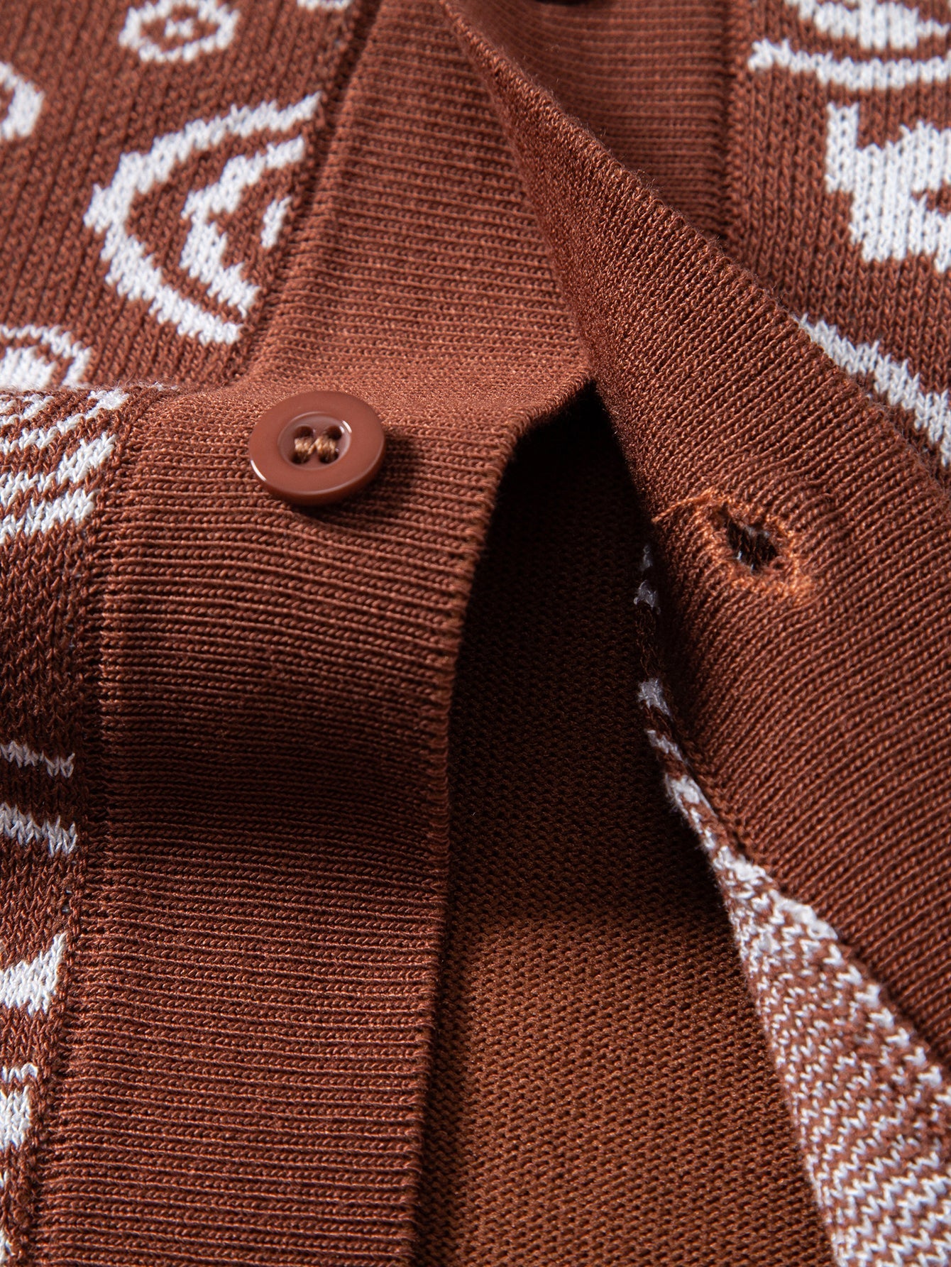 Paisley Knit Button-Up Shirt and Matching Knit Shorts