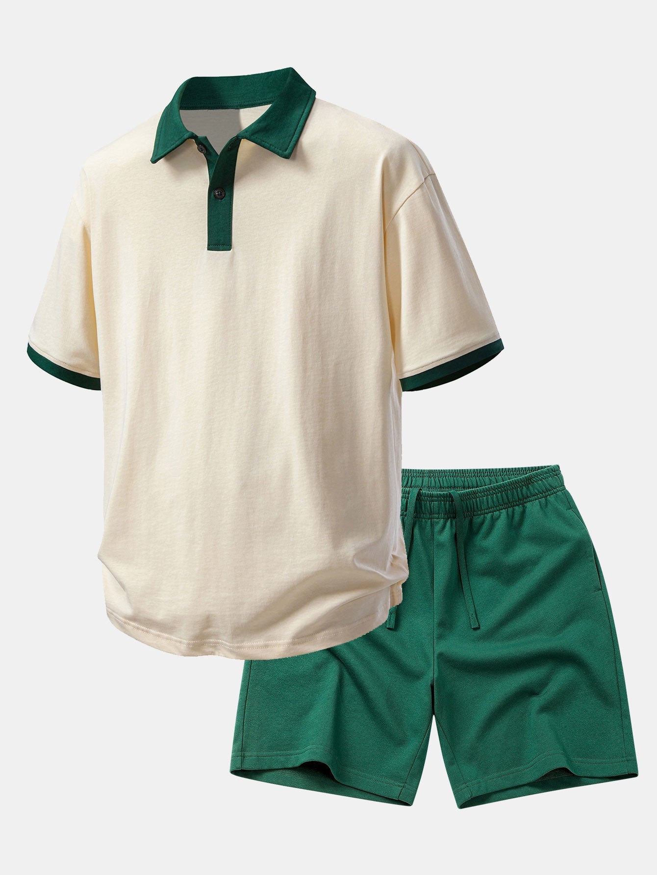 Relaxed Fit Contrast Cotton Polo & 7" Cotton Drawstring Shorts