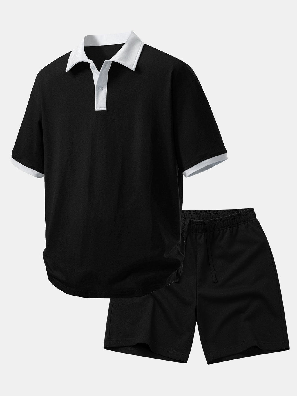 Relaxed Fit Contrast Cotton Polo & 7" Cotton Drawstring Shorts