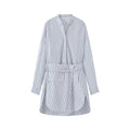 Women's Shirt 2026 Summer New Style Light Blue Striped Long Sleeve Lazy Loose Fit Two-Way Shirt Fashion Vacation Personality