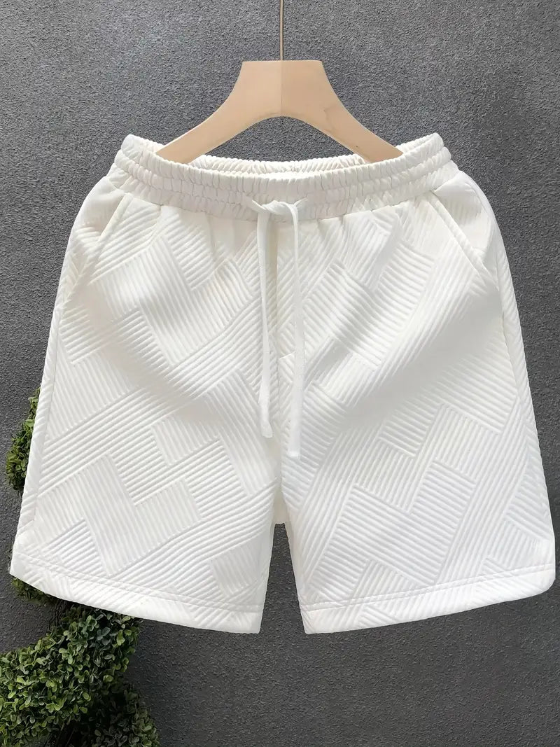 Men's Casual Knit Shorts with Geometric Design