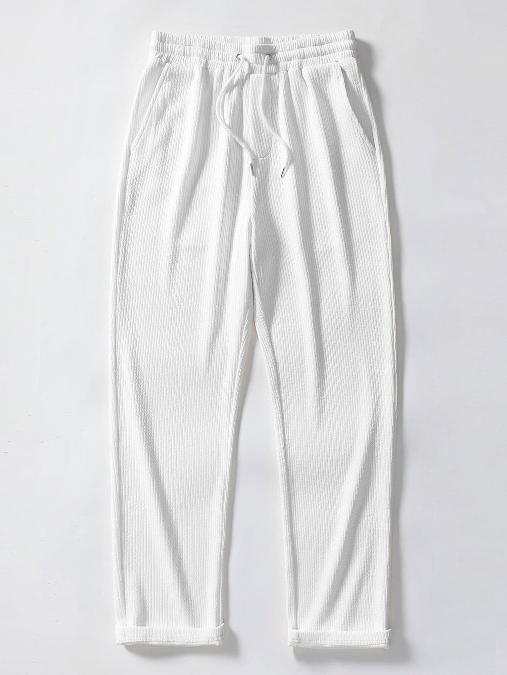 Ribbed Knit Polo with Contrast Trim and Straight Leg Ribbed Trousers